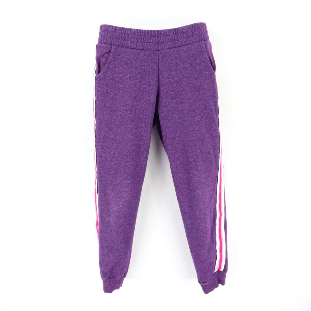 Athletic Works Sweatpants‎ Girls L (10-12) Puple Side Stripes Heathered Pockets